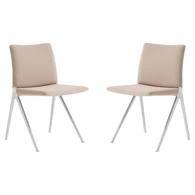 Pre-owned &tradition Pair Of Kape Side Chairs In Gabriel/grain 61252 Fabric & Polished Aluminium, &t In Sand