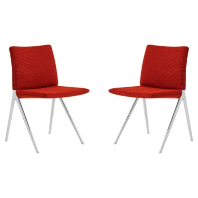 Pre-owned &tradition Pair Of Kape Side Chairs In Kvadrat/sisu 0655 Fabric & Polished Aluminium For &t In Red