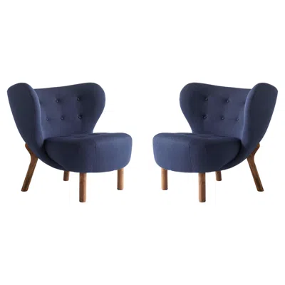 Pre-owned &tradition Pair Of Little Petra Lounge Chair, In Kvadrat Vidar 554 & Walnut By Viggo Boesen In Brown