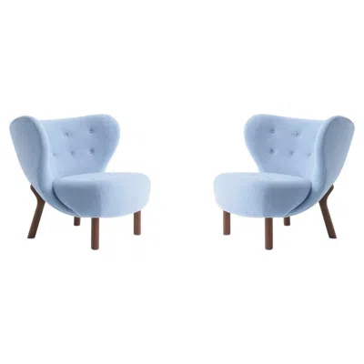 Pre-owned &tradition Pair Of Little Petra Lounge Chairs - Kvadrat Gentle0733 & Walnut By Viggo Boesen In Brown