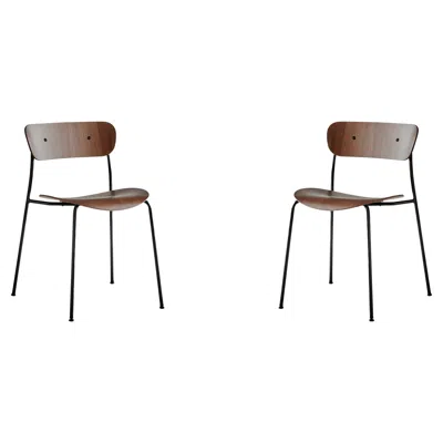 Pre-owned &tradition Pair Of Pavilion Av1 Stackable Chairs, Black Steel/walnut- By Anderssen & Voll