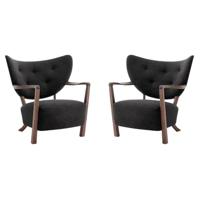 Pre-owned &tradition Pair Of Wulff Atd2 Lounge Chairs, Kvadrat - Hallingdal 65/ 0376 & Walnut For &t In Brown