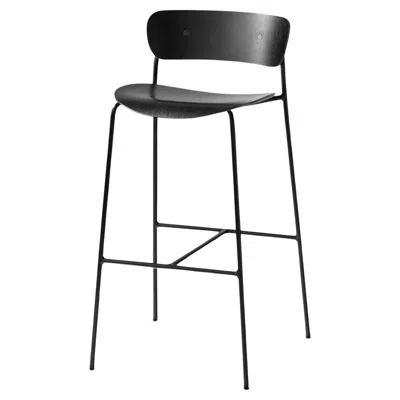 Pre-owned &tradition Pavilion Av9 Bar Stool In Black Steel/black Oak By Anderssen&voll For