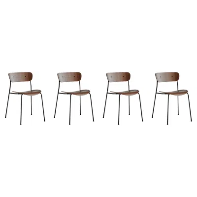 Pre-owned &tradition Set Of 4 Pavilion Av1 Stackable Chairs, Black Steel/walnut- By Anderssen & Voll