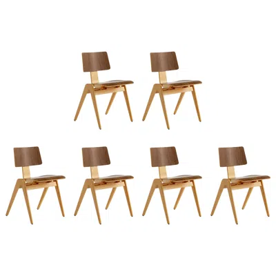 Pre-owned &tradition Set Of 6 Daystak Side Chairs - Beech & Walnut - By Robin Day For  In Brown