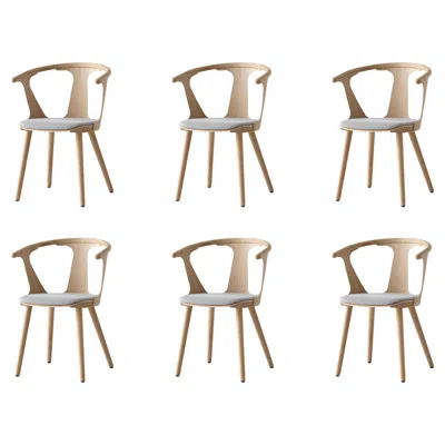 Pre-owned &tradition Set Of 6 In Between Sk2 Chairs-oiled Oak/kvadrat Fiord 251 Fabric For  In Brown