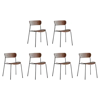 Pre-owned &tradition Set Of 6 Pavilion Av1 Stackable Chairs, Black Steel/walnut- By Anderssen & Voll