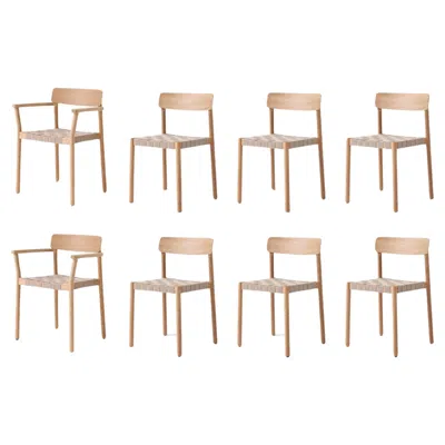Pre-owned &tradition Set Of 6 Tk1 & 2 Tk9 Betty Chairs, L Oak/natural Webbing By Thau & Kallio For &t In Brown