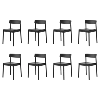 Pre-owned &tradition Set Of 8 Betty Chairs Tk3-noble Aniline Leather Black/black Lacquered Ash- &t In Brown