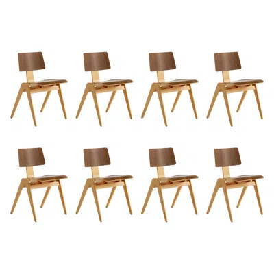 Pre-owned &tradition Set Of 8 Daystak Side Chairs - Beech & Walnut - By Robin Day For  In Brown