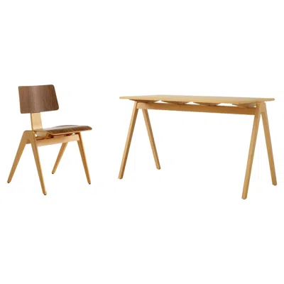 Pre-owned &tradition Set Of Daystak Table And Chair - Beech & Beech/walnut - By Robin Day For &t In Brown