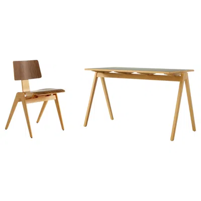 Pre-owned &tradition Set Of Daystak Table And Chair - Beech/fenix Verde & Beech/walnut- By Robin Day In Brown