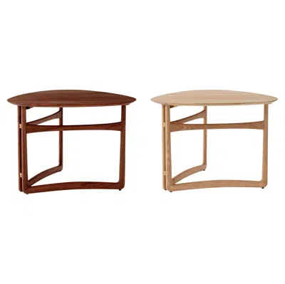Pre-owned &tradition Set Of Drop Leaf Hm5 Lounge Tables, Brass/oiled Walnut & Brass/oiled Oak For &t In Brown