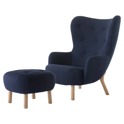 Pre-owned &tradition Set Of Petra Lounge Chair & Pouf-vidar554 Fabric Kvadrat/oak- By Viggo Boesen In Brown