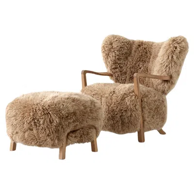 Pre-owned &tradition Set Of Wulff Atd2 And Pouf Atd3 In Sheepskin/honey & Oak For & Tradition In Brown