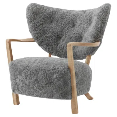 Pre-owned &tradition Wulff Lounge Chair In Sheepskin Scandinavian Grey 22 & Oak For  In Gray