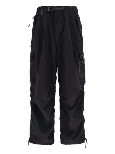 AND WANDER 87 OVERSIZE CARGO PANTS - BLACK