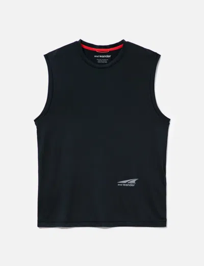 And Wander Logo-print Sleeveless T-shirt In Black