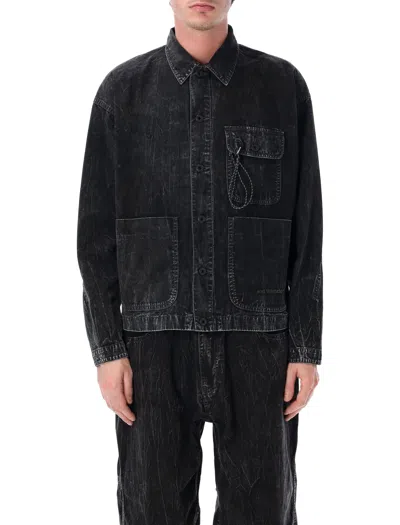 And Wander Textured Shirt Jacket In Animal Print