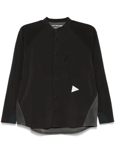 And Wander Band-collar Shirt In Grey