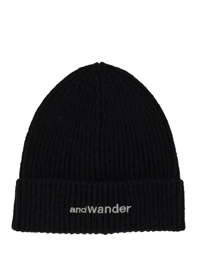 And Wander Beanie Hat With Logo In Black