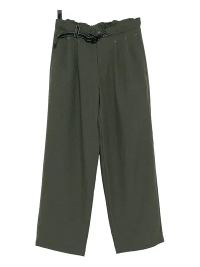 And Wander Belt Twill Wide Trousers In Green