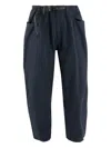 And Wander Navy Relaxed-fit Trousers With Adjustable Belt