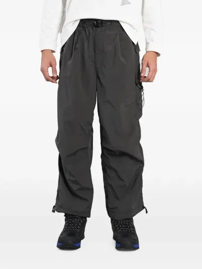 And Wander Belted Wide-leg Cargo Trousers In Gray