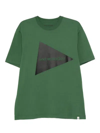 And Wander Big Logo T-shirt In Green