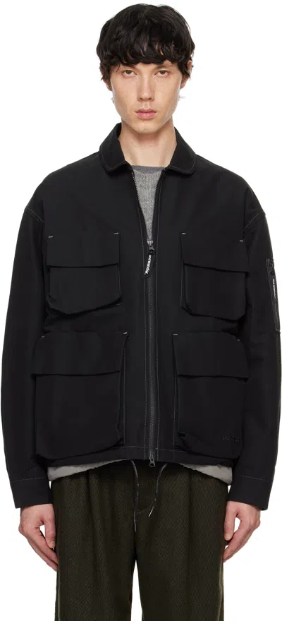 And Wander Black C/pe Twill Field Jacket In Black010