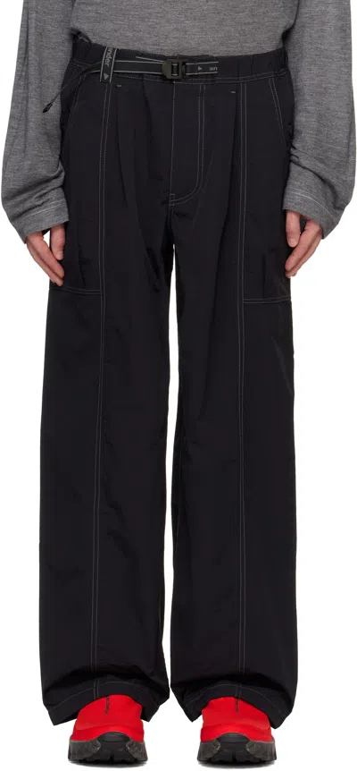 And Wander Black Rewool Tweed Wide Trousers In Black010