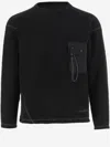 And Wander Black Re Wool Jq Crewneck Sweater In Black