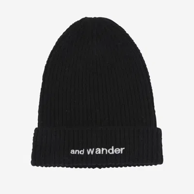 And Wander Wool Beanie With Logo In Black