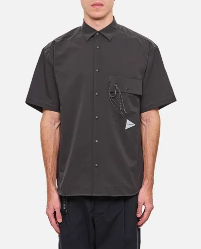 AND WANDER BLACK LOGO-PRINT SHIRT