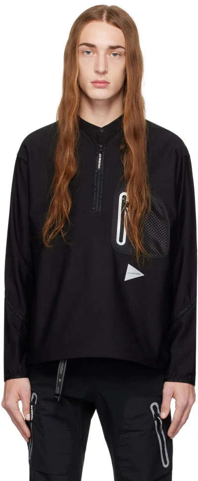 And Wander Black Mesh Pocket Sweater In 010 Black