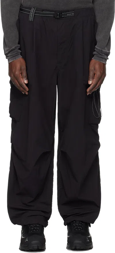 And Wander Black Oversized Cargo Pants In Black010