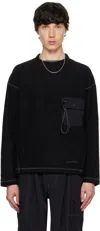 And Wander Black Re Wool Jq Crewneck Sweater In Black010