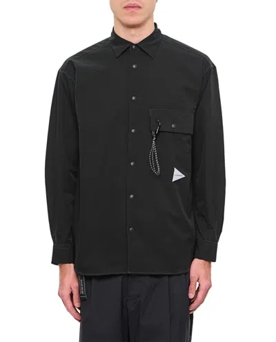 AND WANDER BLACK SHIRT WITH SNAP BUTTON CLOSURE