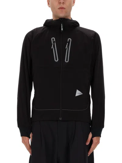 And Wander Minimalist Black Nylon Jacket With Reflective Piping In Multi