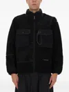 And Wander Black Mix Boa Polyester-blend Plush Jacket In Black