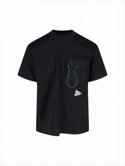 And Wander Boxy-fit Short-sleeved T-shirt With Flap Pocket In Black