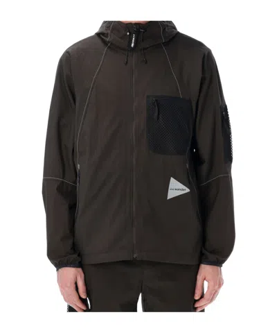 And Wander Breath Rip Lightweight Breathable Zip Jacket In Brown