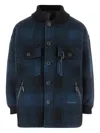 And Wander Checked Wool Blend Jacket In Blue