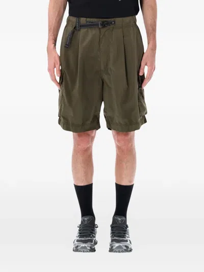 And Wander Carabiner-detail Cargo Shorts In Green