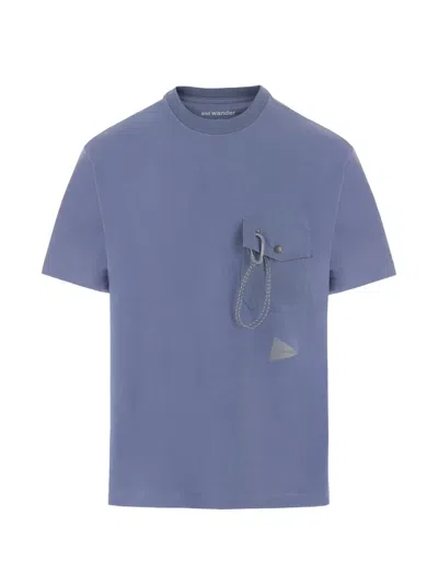 And Wander Carabiner-detail Pocket T-shirt In Blue