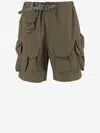 And Wander Oversized Belted Cargo Shorts In Green Cotton Blend