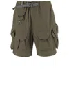 And Wander Oversized Belted Cargo Shorts In Green Cotton Blend In Green