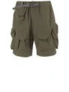 And Wander Oversized Belted Cargo Shorts In Green Cotton Blend In Green