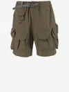 And Wander Oversized Belted Cargo Shorts In Green Cotton Blend In Khaki