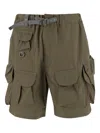 And Wander Oversized Belted Cargo Shorts In Green Cotton Blend